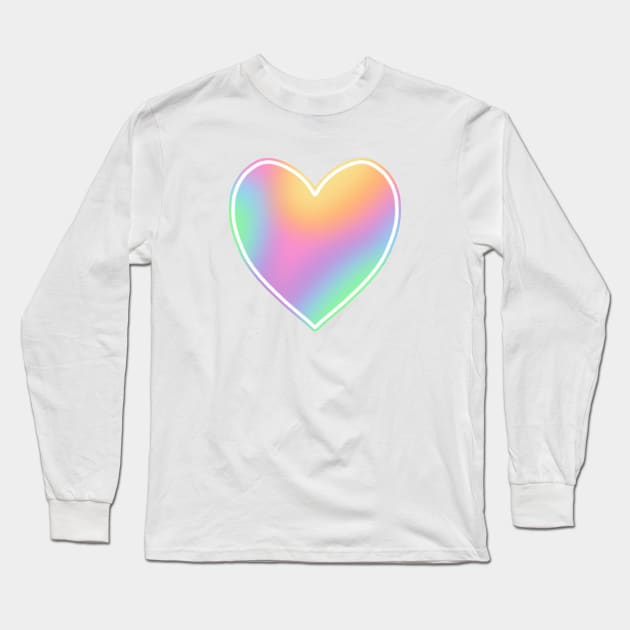 Pastel Rainbow Heart Long Sleeve T-Shirt by Whoopsidoodle